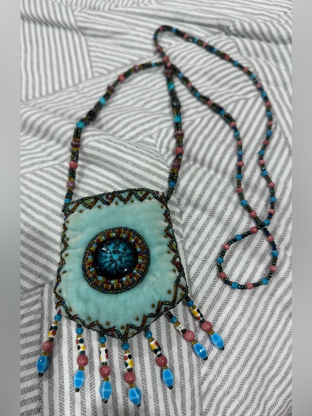 1990s Miniature beaded crystal crushed velvet 3” bag money coin weed purse pouch